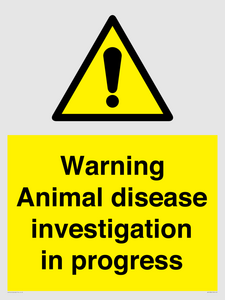 Warning Animal disease investigation in progress